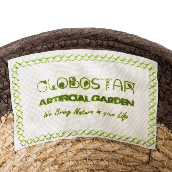 GloboStar® Artificial Garden LEFKADA 20574 Διακοσμητικό Πλεκτό Κασπώ Γλάστρα – Flower Pot Μπεζ με Καφέ Φ18 x Υ15cm