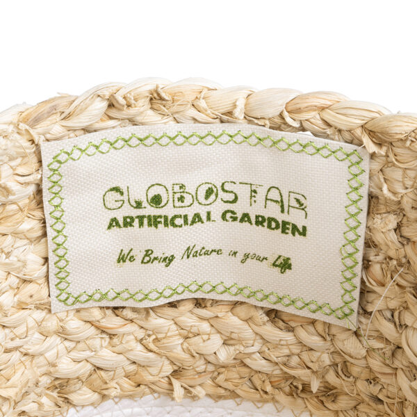 GloboStar® Artificial Garden NEVADA 20575 Διακοσμητικό Πλεκτό Κασπώ Γλάστρα – Flower Pot Μπεζ με Λευκό Φ23 x Υ23cm