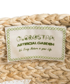 GloboStar® Artificial Garden SANTORINI 20576 Διακοσμητικό Πλεκτό Κασπώ Γλάστρα – Flower Pot Μπεζ με Λευκό Φ28 x Υ24cm