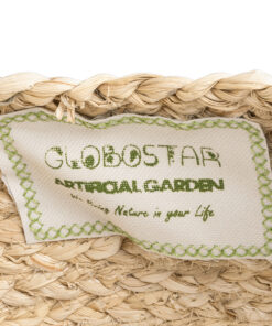 GloboStar® Artificial Garden NEVADA 20577 Διακοσμητικό Πλεκτό Κασπώ Γλάστρα – Flower Pot Μπεζ με Λευκό Φ33 x Υ28cm