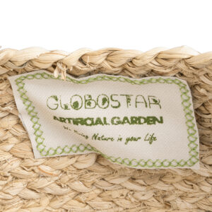 GloboStar® Artificial Garden NEVADA 20577 Διακοσμητικό Πλεκτό Κασπώ Γλάστρα – Flower Pot Μπεζ με Λευκό Φ33 x Υ28cm