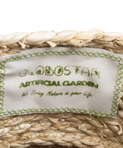 GloboStar® Artificial Garden CAROLINA 20578 Διακοσμητικό Πλεκτό Κασπώ Γλάστρα – Flower Pot Μπεζ με Καφέ και Λευκό Φ23 x Υ23cm