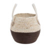 GloboStar® Artificial Garden CAROLINA 20579 Διακοσμητικό Πλεκτό Κασπώ Γλάστρα – Flower Pot Μπεζ με Καφέ και Λευκό Φ27 x Υ26cm