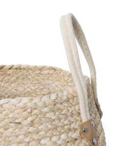 GloboStar® Artificial Garden CAROLINA 20579 Διακοσμητικό Πλεκτό Κασπώ Γλάστρα – Flower Pot Μπεζ με Καφέ και Λευκό Φ27 x Υ26cm