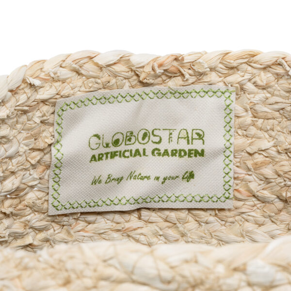 GloboStar® Artificial Garden CAROLINA 20579 Διακοσμητικό Πλεκτό Κασπώ Γλάστρα – Flower Pot Μπεζ με Καφέ και Λευκό Φ27 x Υ26cm