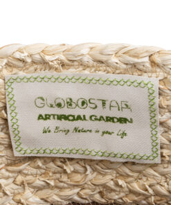 GloboStar® Artificial Garden CAROLINA 20580 Διακοσμητικό Πλεκτό Κασπώ Γλάστρα – Flower Pot Μπεζ με Καφέ και Λευκό Φ33 x Υ28cm