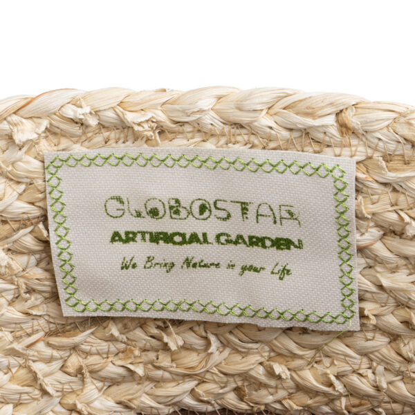 GloboStar® Artificial Garden CAROLINA 20580 Διακοσμητικό Πλεκτό Κασπώ Γλάστρα – Flower Pot Μπεζ με Καφέ και Λευκό Φ33 x Υ28cm
