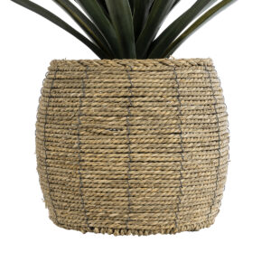 GloboStar® Artificial Garden THASSOS 20581 Διακοσμητικό Πλεκτό Κασπώ Γλάστρα – Flower Pot Καφέ Φ28 x Υ26cm