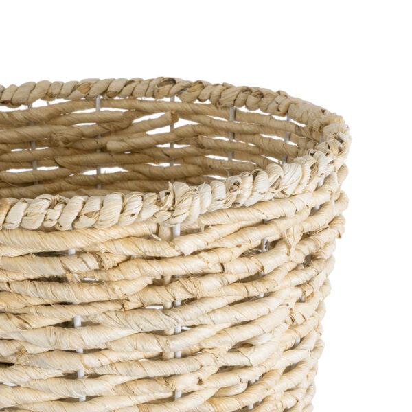 GloboStar® Artificial Garden LIMNOS 20582 Διακοσμητικό Πλεκτό Κασπώ Γλάστρα – Flower Pot Μπεζ με Μπεζ Ξύλο Φ26 x Υ66cm