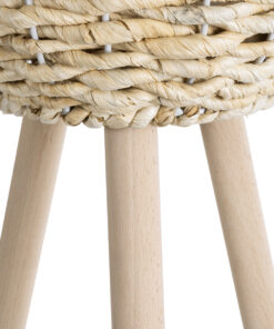 GloboStar® Artificial Garden LIMNOS 20582 Διακοσμητικό Πλεκτό Κασπώ Γλάστρα – Flower Pot Μπεζ με Μπεζ Ξύλο Φ26 x Υ66cm