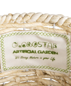 GloboStar® Artificial Garden LIMNOS 20582 Διακοσμητικό Πλεκτό Κασπώ Γλάστρα – Flower Pot Μπεζ με Μπεζ Ξύλο Φ26 x Υ66cm