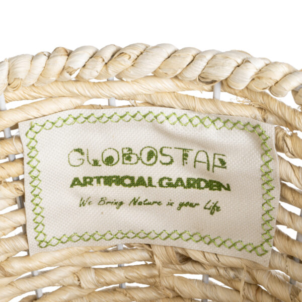 GloboStar® Artificial Garden LIMNOS 20582 Διακοσμητικό Πλεκτό Κασπώ Γλάστρα – Flower Pot Μπεζ με Μπεζ Ξύλο Φ26 x Υ66cm