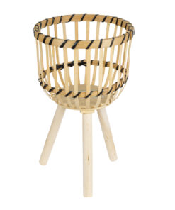 GloboStar® Artificial Garden FOLEGANDROS 20583 Διακοσμητικό Ξύλινο Κασπώ Γλάστρα – Flower Pot Μπεζ Φ28 x Υ47cm