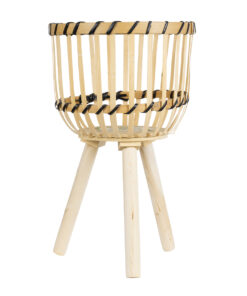 GloboStar® Artificial Garden FOLEGANDROS 20583 Διακοσμητικό Ξύλινο Κασπώ Γλάστρα – Flower Pot Μπεζ Φ28 x Υ47cm