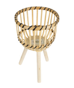 GloboStar® Artificial Garden FOLEGANDROS 20583 Διακοσμητικό Ξύλινο Κασπώ Γλάστρα – Flower Pot Μπεζ Φ28 x Υ47cm