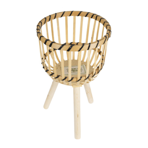 GloboStar® Artificial Garden FOLEGANDROS 20583 Διακοσμητικό Ξύλινο Κασπώ Γλάστρα – Flower Pot Μπεζ Φ28 x Υ47cm