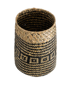 GloboStar® Artificial Garden INDIANA 20584 Διακοσμητικό Πλεκτό Καλάθι – Κασπώ Γλάστρα – Flower Pot Καφέ με Μαύρο Φ18 x Υ22cm