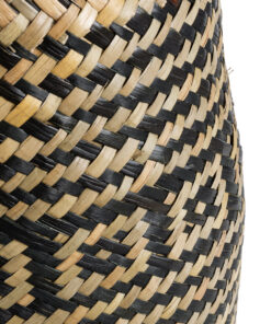 GloboStar® Artificial Garden INDIANA 20584 Διακοσμητικό Πλεκτό Καλάθι – Κασπώ Γλάστρα – Flower Pot Καφέ με Μαύρο Φ18 x Υ22cm