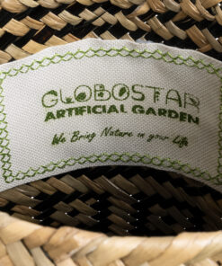 GloboStar® Artificial Garden INDIANA 20584 Διακοσμητικό Πλεκτό Καλάθι – Κασπώ Γλάστρα – Flower Pot Καφέ με Μαύρο Φ18 x Υ22cm