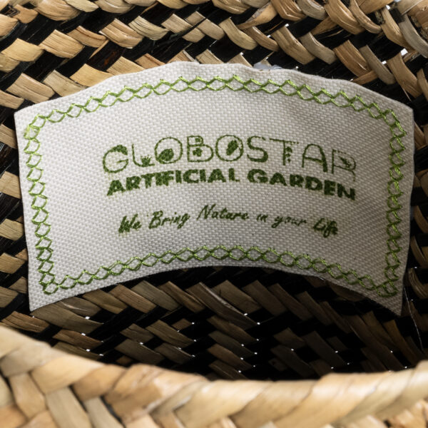 GloboStar® Artificial Garden INDIANA 20584 Διακοσμητικό Πλεκτό Καλάθι – Κασπώ Γλάστρα – Flower Pot Καφέ με Μαύρο Φ18 x Υ22cm