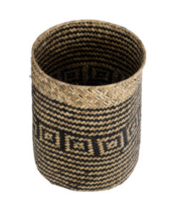 GloboStar® Artificial Garden INDIANA 20585 Διακοσμητικό Πλεκτό Καλάθι – Κασπώ Γλάστρα – Flower Pot Καφέ με Μαύρο Φ19.5 x Υ26cm