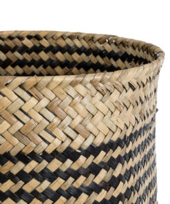 GloboStar® Artificial Garden INDIANA 20585 Διακοσμητικό Πλεκτό Καλάθι – Κασπώ Γλάστρα – Flower Pot Καφέ με Μαύρο Φ19.5 x Υ26cm