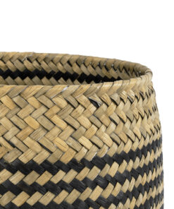 GloboStar® Artificial Garden VERMONT 20586 Διακοσμητικό Πλεκτό Καλάθι – Κασπώ Γλάστρα – Flower Pot Καφέ με Μαύρο Φ14 x Υ23cm
