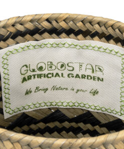 GloboStar® Artificial Garden VERMONT 20586 Διακοσμητικό Πλεκτό Καλάθι – Κασπώ Γλάστρα – Flower Pot Καφέ με Μαύρο Φ14 x Υ23cm