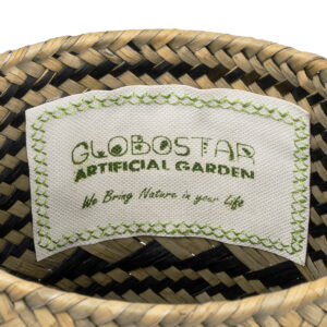 GloboStar® Artificial Garden VERMONT 20586 Διακοσμητικό Πλεκτό Καλάθι – Κασπώ Γλάστρα – Flower Pot Καφέ με Μαύρο Φ14 x Υ23cm