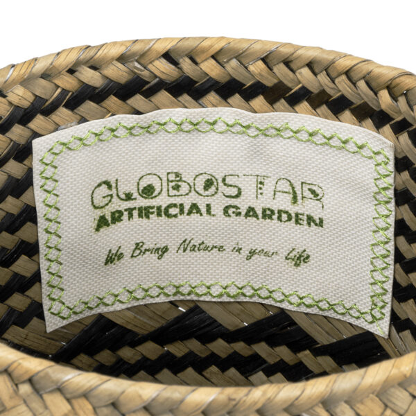 GloboStar® Artificial Garden VERMONT 20586 Διακοσμητικό Πλεκτό Καλάθι – Κασπώ Γλάστρα – Flower Pot Καφέ με Μαύρο Φ14 x Υ23cm
