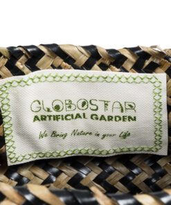 GloboStar® Artificial Garden SALVADOR 20588 Διακοσμητικό Πλεκτό Καλάθι – Κασπώ Γλάστρα – Flower Pot Καφέ με Μαύρο Φ18 x Υ20cm