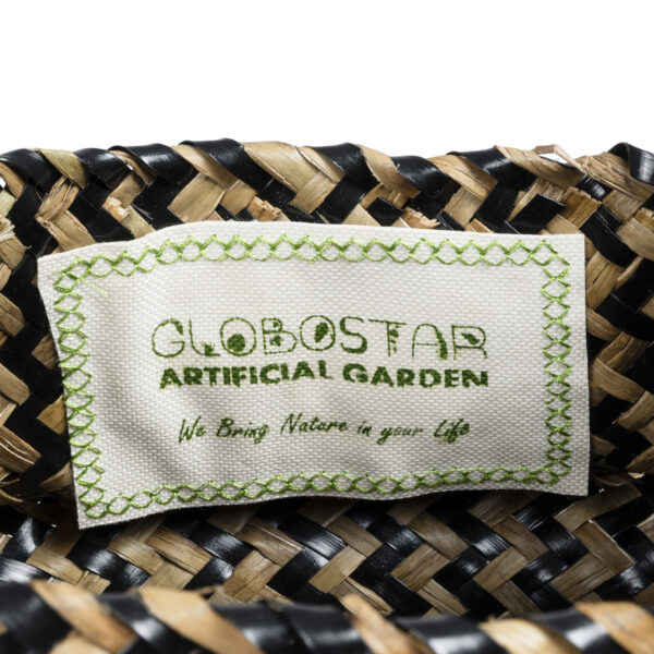 GloboStar® Artificial Garden SALVADOR 20588 Διακοσμητικό Πλεκτό Καλάθι – Κασπώ Γλάστρα – Flower Pot Καφέ με Μαύρο Φ18 x Υ20cm