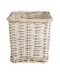 GloboStar® Artificial Garden KYOTO 20589 Διακοσμητικό Πλεκτό Καλάθι – Κασπώ Γλάστρα – Flower Pot Λευκό με Μπεζ Φ20 x Υ20cm