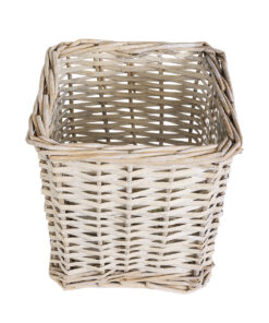 GloboStar® Artificial Garden KYOTO 20589 Διακοσμητικό Πλεκτό Καλάθι – Κασπώ Γλάστρα – Flower Pot Λευκό με Μπεζ Φ20 x Υ20cm