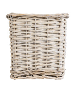 GloboStar® Artificial Garden KYOTO 20589 Διακοσμητικό Πλεκτό Καλάθι – Κασπώ Γλάστρα – Flower Pot Λευκό με Μπεζ Φ20 x Υ20cm