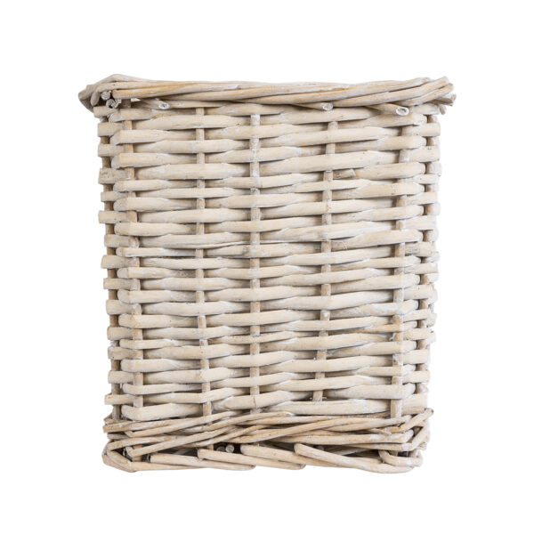 GloboStar® Artificial Garden KYOTO 20589 Διακοσμητικό Πλεκτό Καλάθι – Κασπώ Γλάστρα – Flower Pot Λευκό με Μπεζ Φ20 x Υ20cm