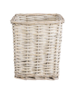 GloboStar® Artificial Garden KYOTO 20590 Διακοσμητικό Πλεκτό Καλάθι – Κασπώ Γλάστρα – Flower Pot Λευκό με Μπεζ Φ22 x Υ25cm
