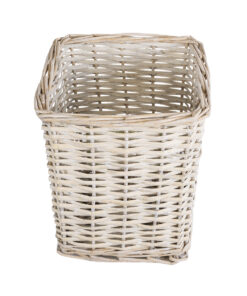 GloboStar® Artificial Garden KYOTO 20590 Διακοσμητικό Πλεκτό Καλάθι – Κασπώ Γλάστρα – Flower Pot Λευκό με Μπεζ Φ22 x Υ25cm