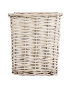 GloboStar® Artificial Garden KYOTO 20590 Διακοσμητικό Πλεκτό Καλάθι – Κασπώ Γλάστρα – Flower Pot Λευκό με Μπεζ Φ22 x Υ25cm