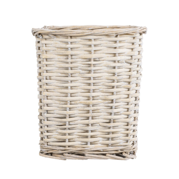 GloboStar® Artificial Garden KYOTO 20590 Διακοσμητικό Πλεκτό Καλάθι – Κασπώ Γλάστρα – Flower Pot Λευκό με Μπεζ Φ22 x Υ25cm