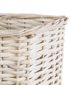 GloboStar® Artificial Garden KYOTO 20590 Διακοσμητικό Πλεκτό Καλάθι – Κασπώ Γλάστρα – Flower Pot Λευκό με Μπεζ Φ22 x Υ25cm