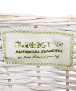 GloboStar® Artificial Garden KYOTO 20590 Διακοσμητικό Πλεκτό Καλάθι – Κασπώ Γλάστρα – Flower Pot Λευκό με Μπεζ Φ22 x Υ25cm