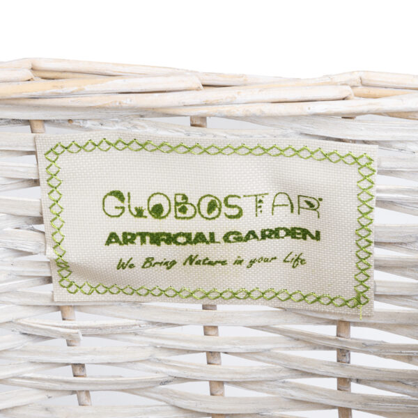 GloboStar® Artificial Garden KYOTO 20590 Διακοσμητικό Πλεκτό Καλάθι – Κασπώ Γλάστρα – Flower Pot Λευκό με Μπεζ Φ22 x Υ25cm