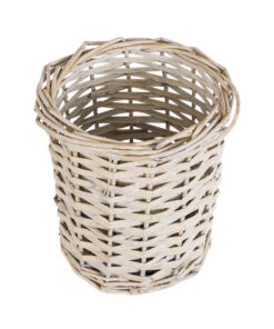 GloboStar® Artificial Garden DOMINGO 20591 Διακοσμητικό Πλεκτό Καλάθι – Κασπώ Γλάστρα – Flower Pot Λευκό με Μπεζ Φ16 x Υ18cm