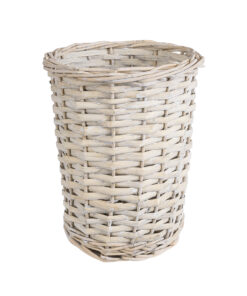 GloboStar® Artificial Garden DOMINGO 20592 Διακοσμητικό Πλεκτό Καλάθι – Κασπώ Γλάστρα – Flower Pot Λευκό με Μπεζ Φ19 x Υ24cm