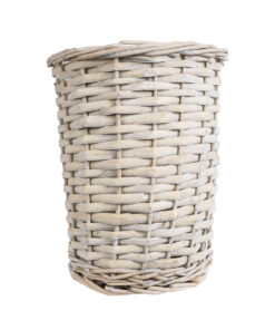 GloboStar® Artificial Garden DOMINGO 20592 Διακοσμητικό Πλεκτό Καλάθι – Κασπώ Γλάστρα – Flower Pot Λευκό με Μπεζ Φ19 x Υ24cm