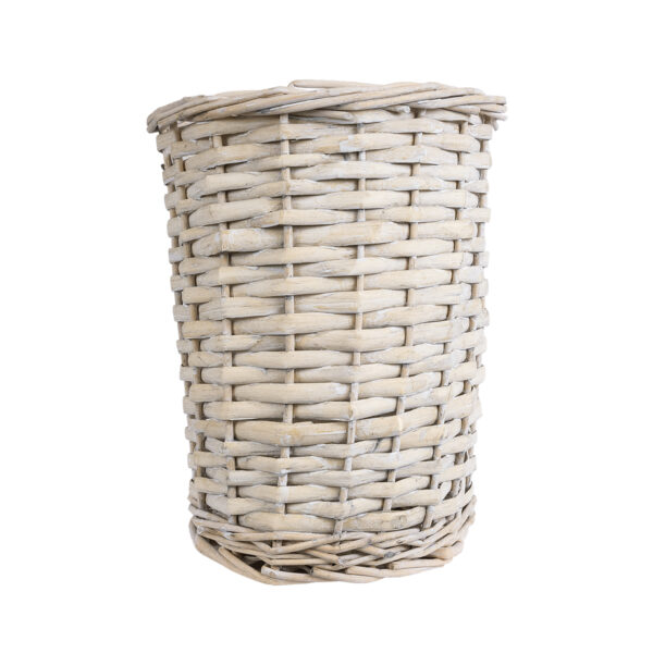 GloboStar® Artificial Garden DOMINGO 20592 Διακοσμητικό Πλεκτό Καλάθι – Κασπώ Γλάστρα – Flower Pot Λευκό με Μπεζ Φ19 x Υ24cm