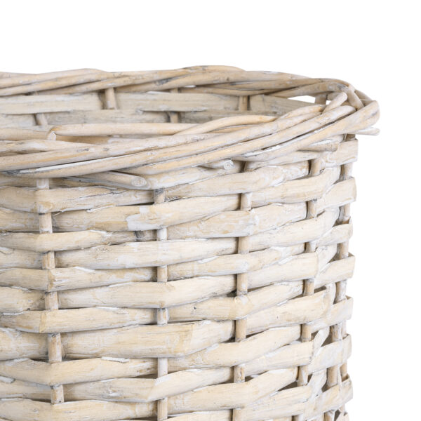 GloboStar® Artificial Garden DOMINGO 20592 Διακοσμητικό Πλεκτό Καλάθι – Κασπώ Γλάστρα – Flower Pot Λευκό με Μπεζ Φ19 x Υ24cm