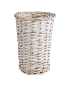 GloboStar® Artificial Garden DOMINGO 20593 Διακοσμητικό Πλεκτό Καλάθι – Κασπώ Γλάστρα – Flower Pot Λευκό με Μπεζ Φ21 x Υ30cm