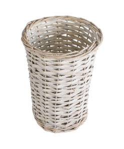 GloboStar® Artificial Garden DOMINGO 20593 Διακοσμητικό Πλεκτό Καλάθι – Κασπώ Γλάστρα – Flower Pot Λευκό με Μπεζ Φ21 x Υ30cm